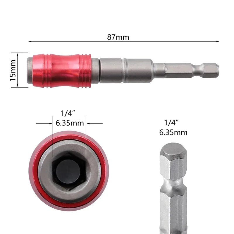

1/4" Magnetic Screw Drill Tip Change Locking Bit Holder With Quick Spring Release Quick Change Locking Bit Holder Drive Guide