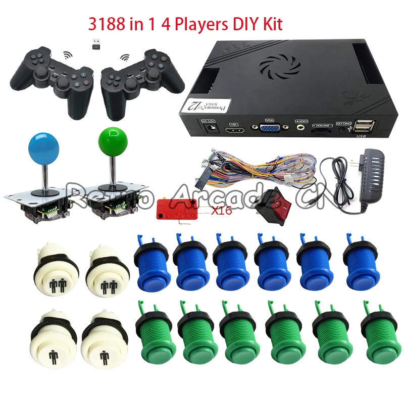 4 игрока аркадные части Pandora Box 12 3188 в 1 семейная версия игровой доски Diy Kit 53 * 3D 3P P MAME
