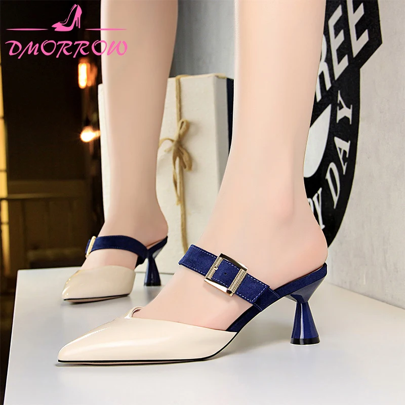 Women Mixed Coloers Mules Slipper Fashion Buckle Strap Female Outdoor | Обувь
