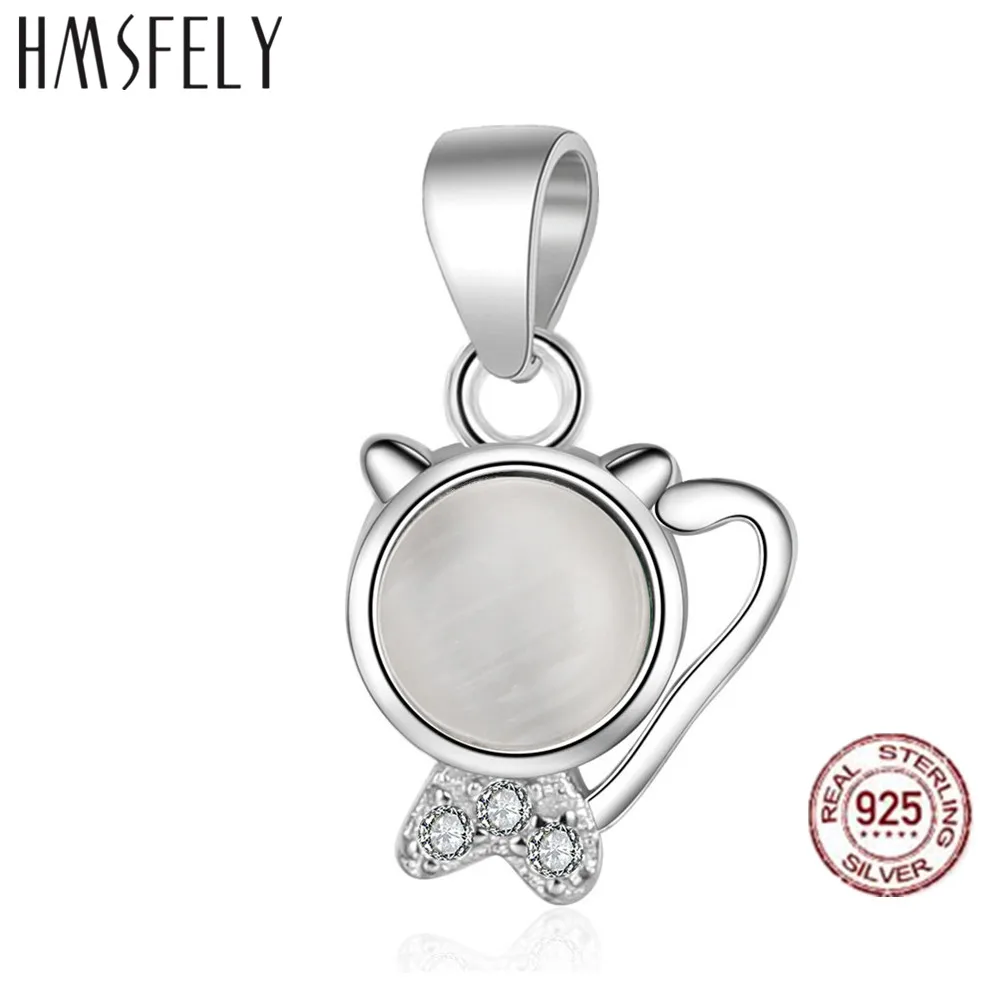 

HMSFELY Real 925 Sterling Silver Charm Green Cat Pendant DIY Bracelet Accessories Dangles For Women's Charms Jewelry Making