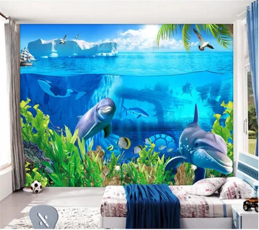 mural Custom wallpaper papel de parede Seabed iceberg sea animal world stereo 3D TV background wall papier peint behang | Обустройство