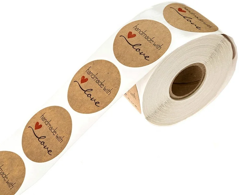 

500pcs Inch Round Natural Kraft Handmade with Love Stickers Thank You Stickers for Wedding Decoration Party Decoration Stickers