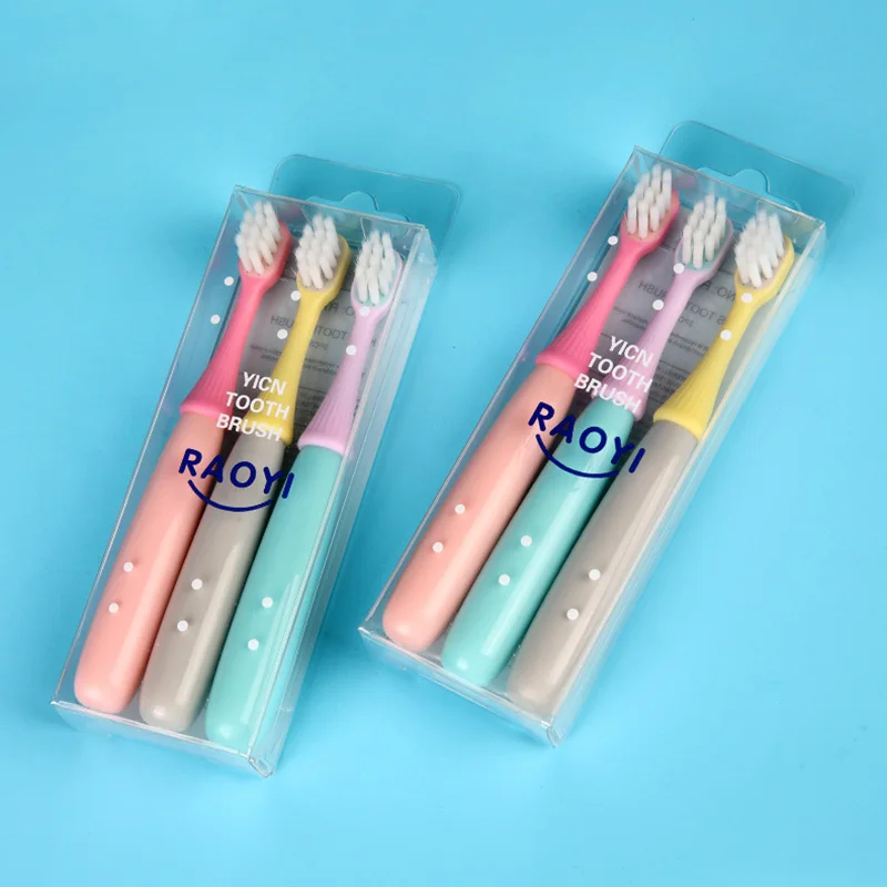 

3 Sets of 3-5 Years Old Small Mushroom Silicone Brush Head Cartoon Superfine Soft Hair Toothbrush