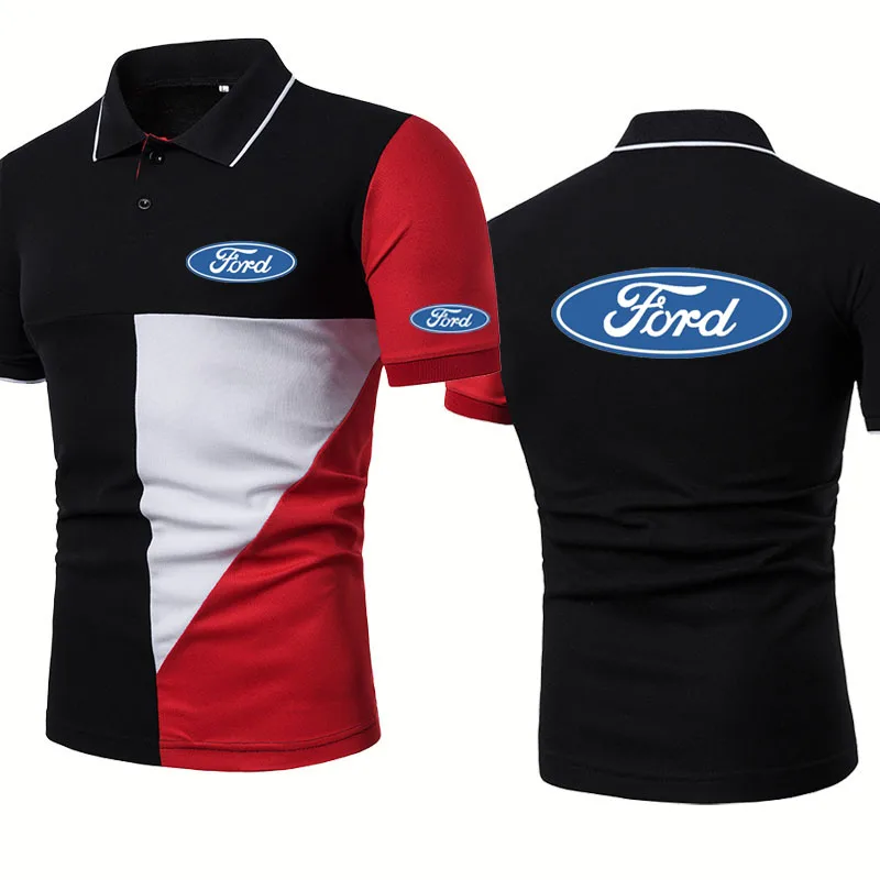

Summer Men's POLO shirt Ford Car Logo printing Cotton High Quality casual trend Splicing Raglan Men's short sleeve