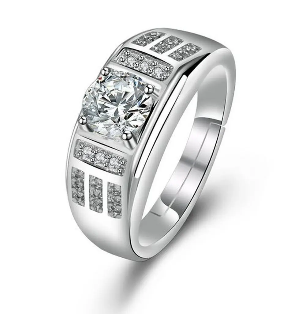 Мужское обручальное кольцо из серебра 925 пробы с платиновым покрытием | Украшения