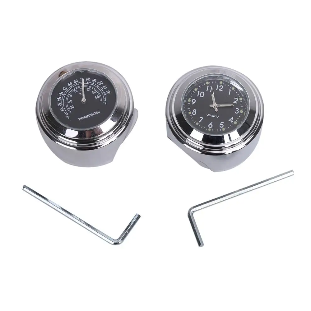 Водонепроницаемый 7/8 &quotмотоцикл руль Уличный Термометр темп черный циферблат