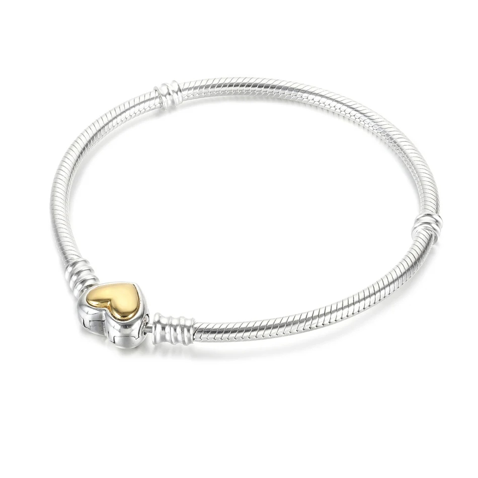 

Подвеска из серебра пробы с бусинами женский браслет-цепочка с золотым куполом и застежкой в форме сердца Змеиный браслет подарок для девуш...