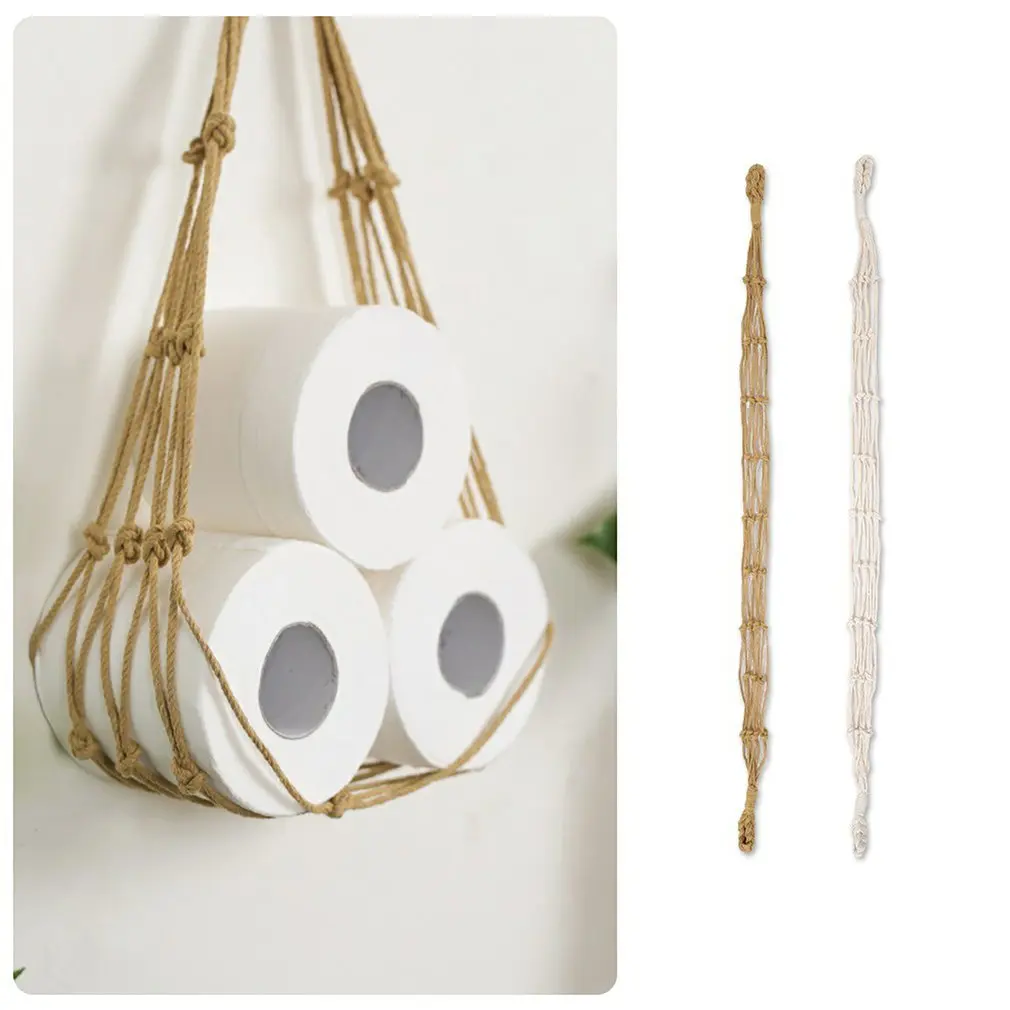 

1PC Nordic Hanging Cotton Rope Holder For Toilet Paper Magazine Books Holder Home Hotel Storage Hanging Rack Bathroom Decor