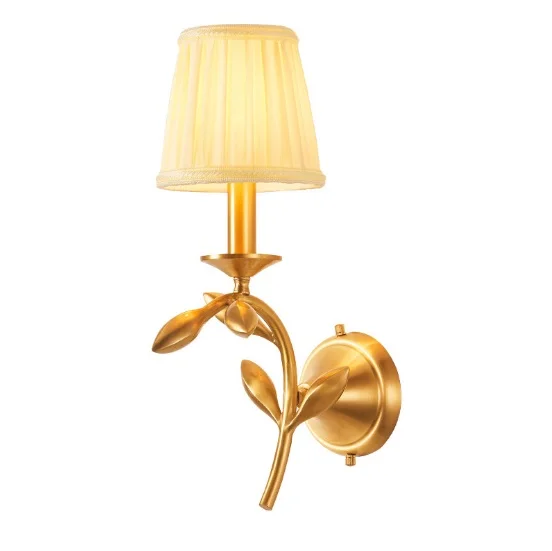 

American copper wall lamp simple European living room bedroom study aisle bed single double head wall lamp TV wall lamp