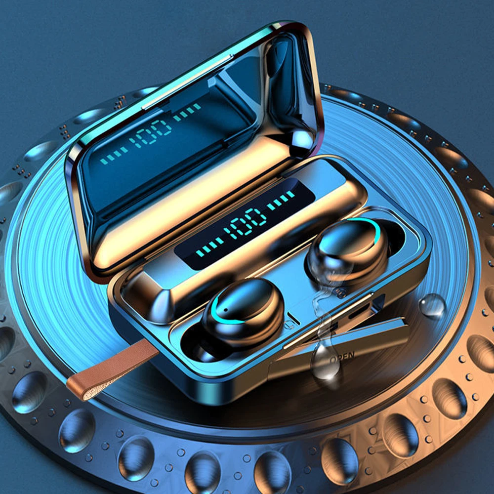 

Bluetooth 5.0 Earphones Smart Digital Display Mini HIFI Headset Stereo in-Ear Waterproof Sports Wireless Headphones With Mic