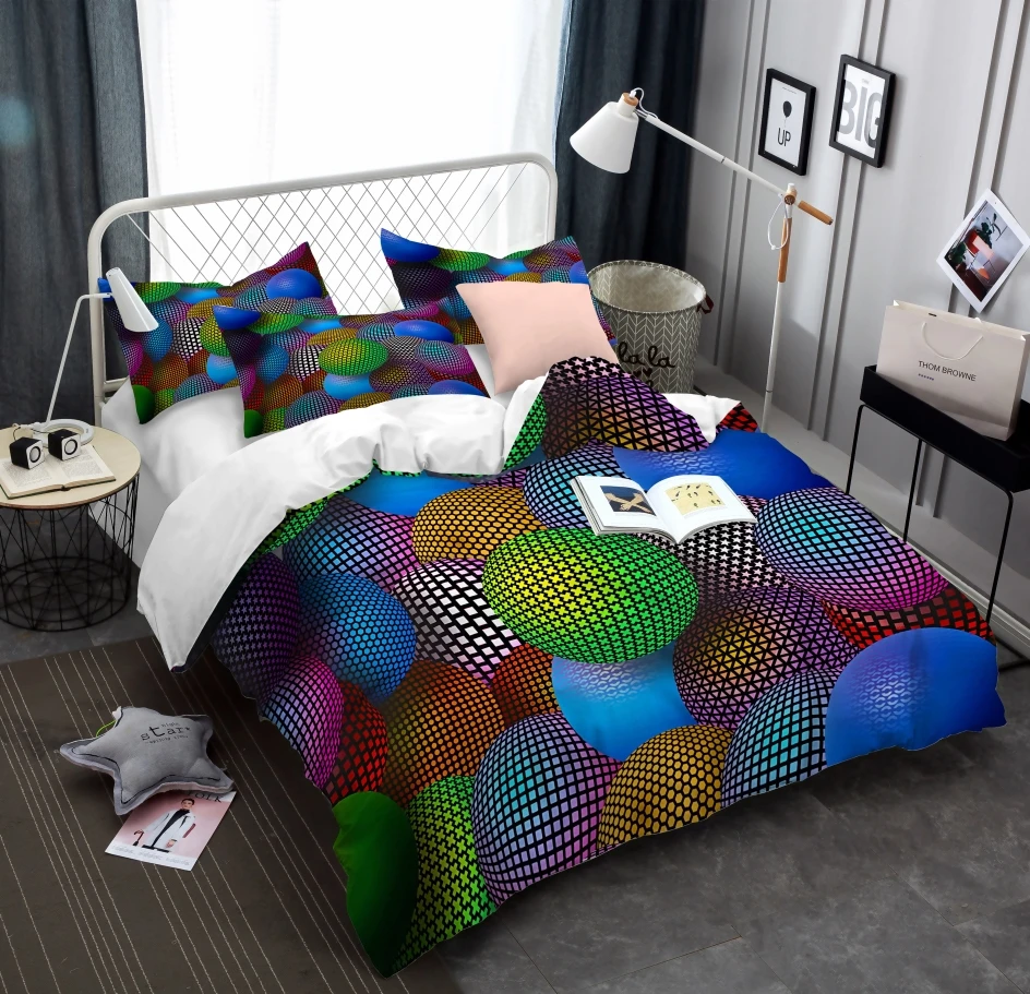 Красочный комплект постельного белья покрывало на кровать односпальное