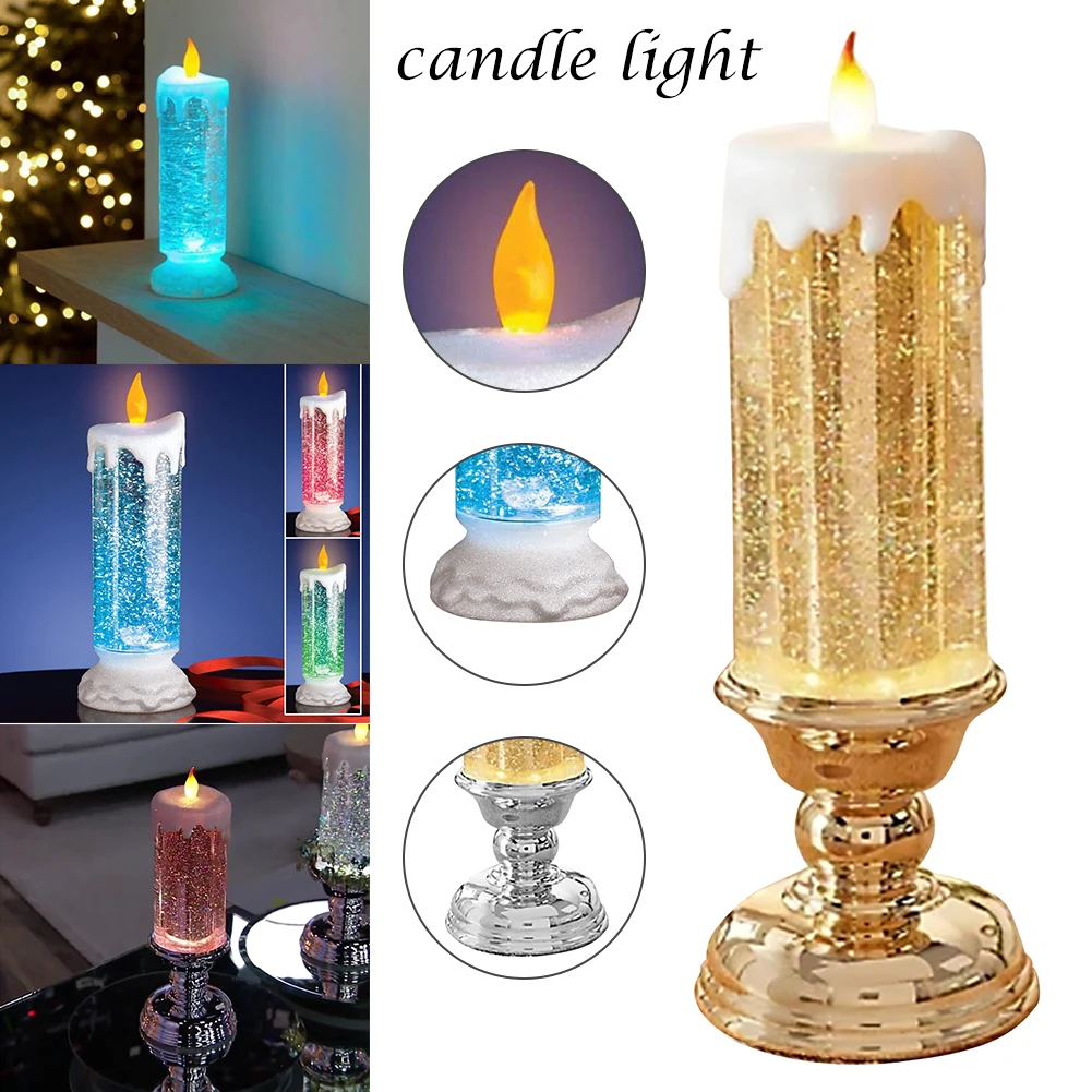 

Rechargeable Electronic LED Candle with Glitter Colour Changing LED Waterproof Candles Christmas New Year Decorative Gift 2022