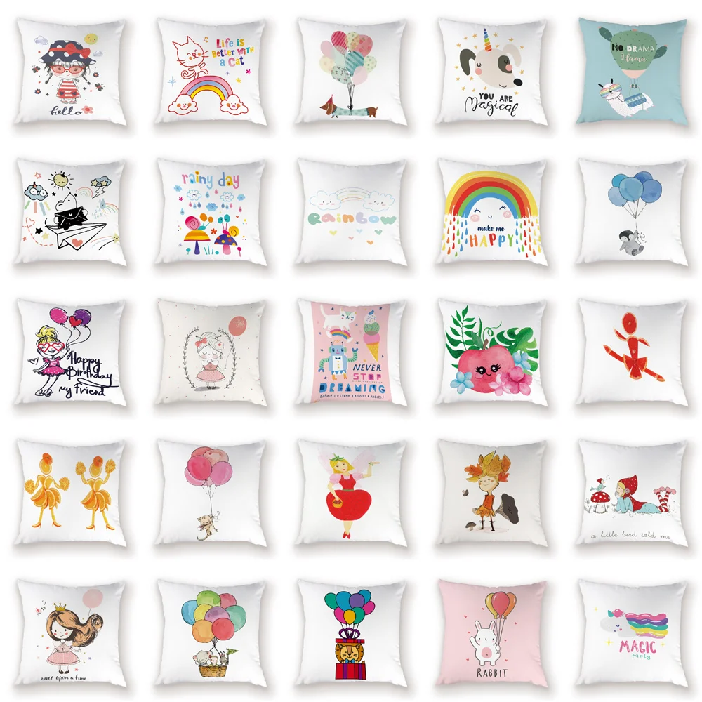 Розовый чехол для подушки с рисунком милого кролика декоративная подушка дивана