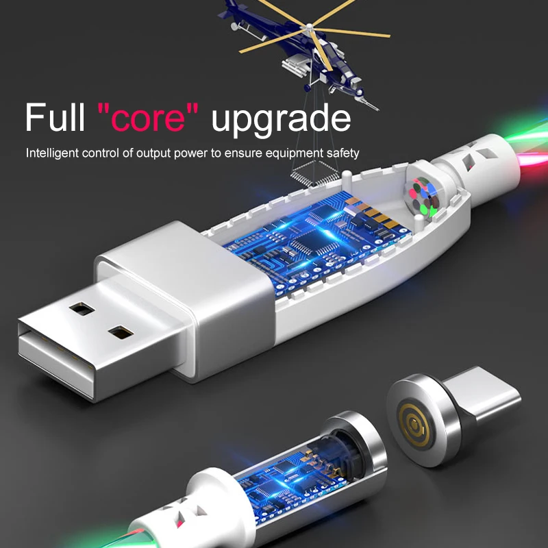 Кабель зарядный Магнитный со светодиодной подсветкой Micro USB 1 м | Мобильные