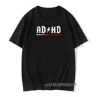 Футболка мужская из хлопчатобумажной ткани, смешной дизайн, топы и футболки с надписью ADHD Highway to Hey Look A Squirrel, семейная винтажная рубашка