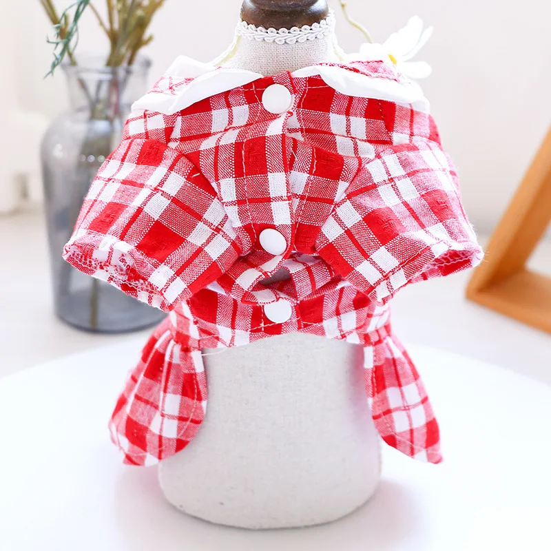 

Dog Dress Clothes for Small Medium Dogs Dress Sweety Princess Bear Plaid Dress Spring Summer Small Dog Cat Skirt Clothing
