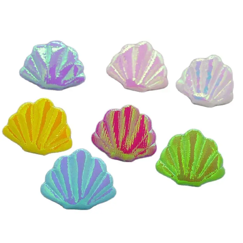 

70pcs/lot 4.8x4cm colorful Shell Padded Appliques For Birthday Cake Insert Cards and BB Clip Accessories