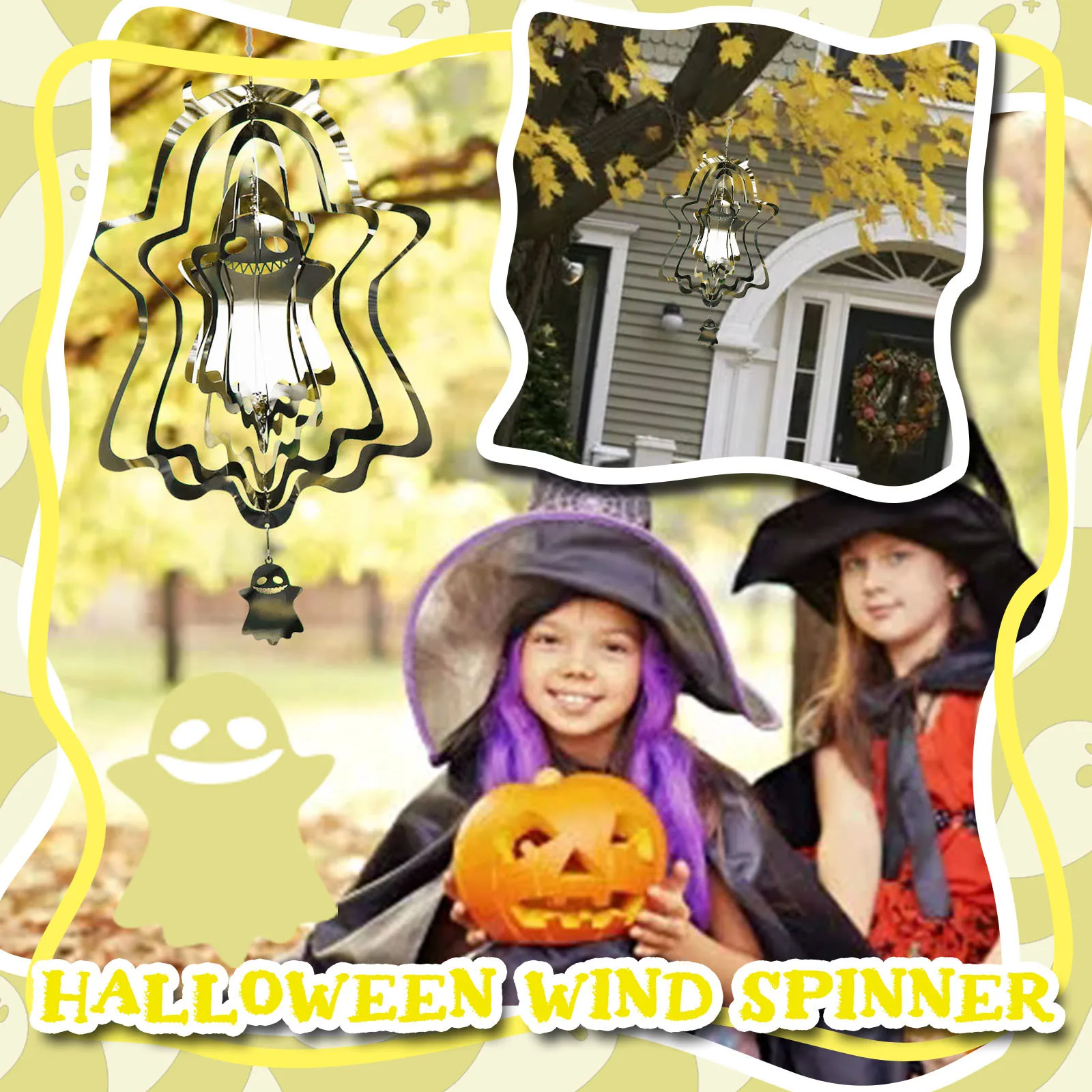 

Halloween Theme 3D Pendant Wind Rotating Decoration 3D Rotating Wind Chimes Halloween decorations for home indoor New Year