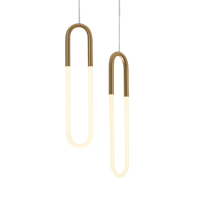 

Nordic Pendant Lamp LED Simple U Shape Pendant Lights For Room Bedside With Long Wire Dimmable High Ceiling Hanging Light Decor