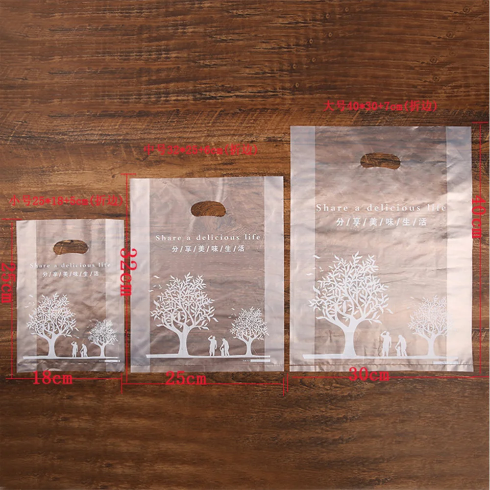 

100PCS Take Out Bags Semi-transparent Bakery Bags Takeaway Bags Food Service Bags - Size