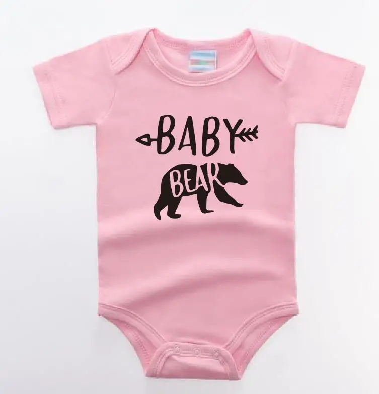 pink t BABY BABY Одинаковые футболки для всей семьи с изображением медведя, мамы, медведя, папы, медведя, футболки, повседневные футболки с короткими рукавами для маленьких девочек, хлопковые футболки, Прямая поставка - Цвет: pink t BABY BABY