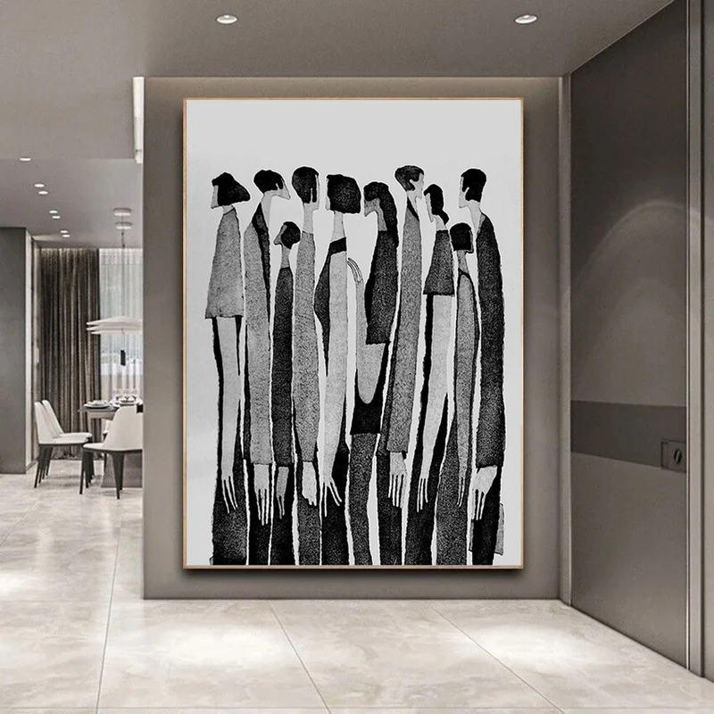 

Modern Black White Abstract Characters Fashion Poster Canvas Painting Print Art Wall Pictures for Living Room Home Decor