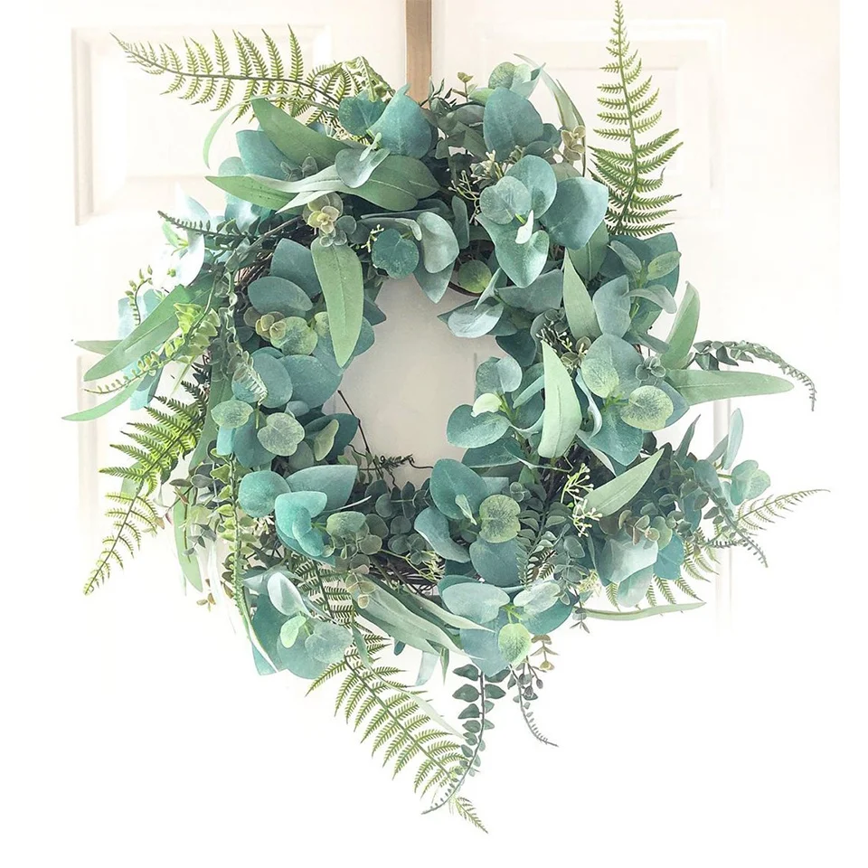

10pcs Multi Type Artificial Green Eucalyptus Leaves Fake Leaves For DIY Wreath Wedding Birthday Party Table Door Decorations