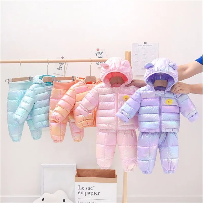 

Children's Winter Clothes Set Autumn 2020 New Baby Girls Boys Warm Soft Down-Cotton Jacket Coat+Pant Outffits Suit