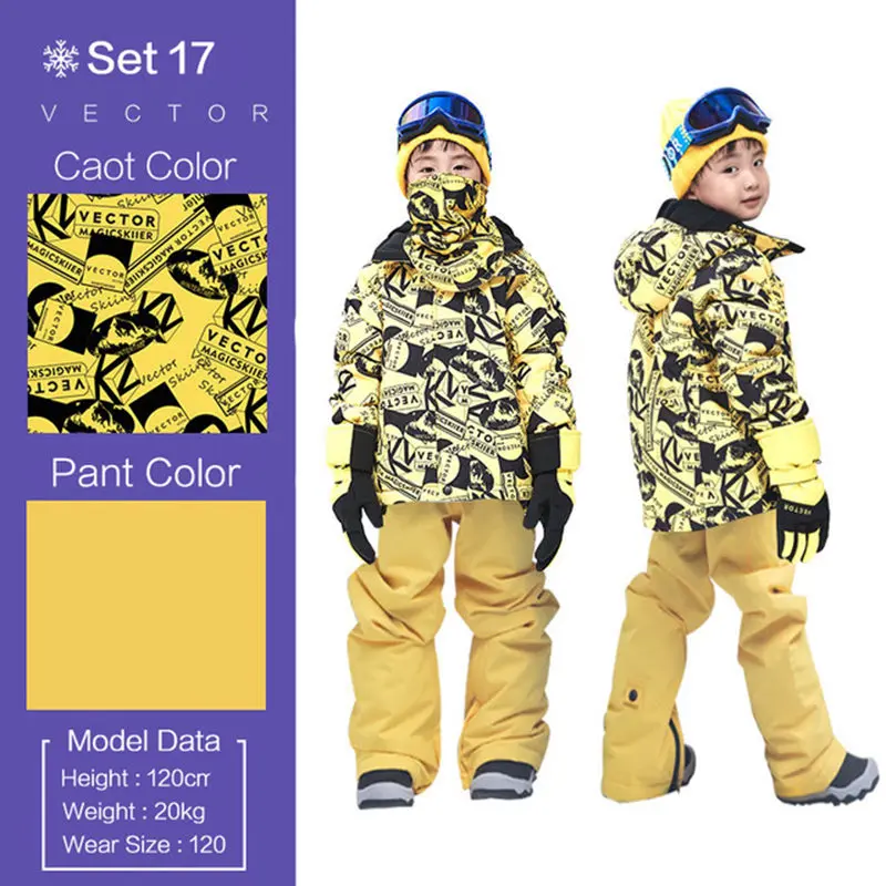 Лыжный костюм для девочек Водонепроницаемая детская Лыжная куртка лыжные штаны Высококачественная зимняя теплая одежда лыжный костюм с капюшоном для улицы-30 градусов - Цвет: Girls 14