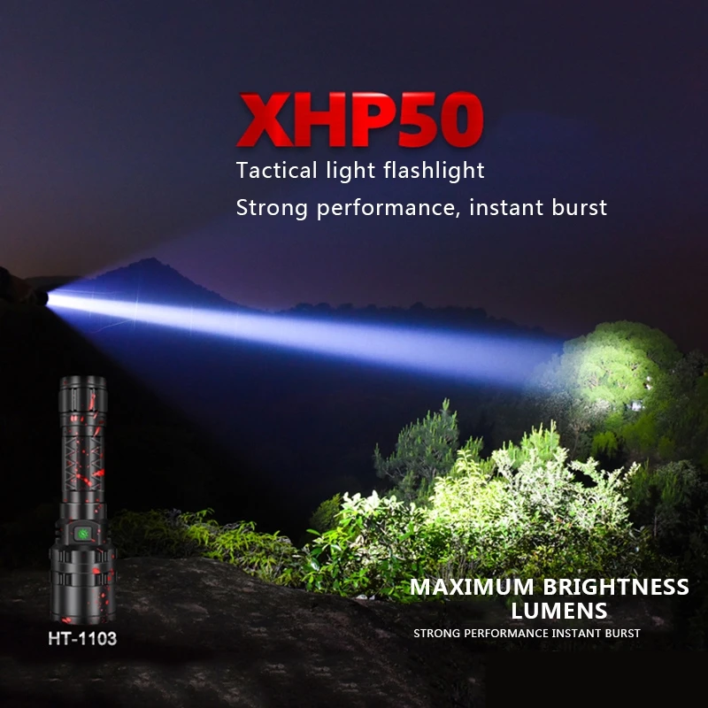 Самый мощный фонарик XHP50.2 светодиодный фонарь Xlamp L2 фонарь Водонепроницаемый светодиодный фонарь охотничий фонарик 18650 26650 аккумулятор