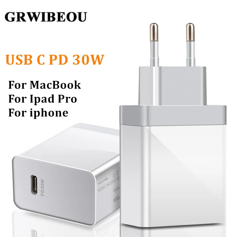 Grwibeou PD Charger 30W USB Type C Fast Charging for Phone 8 11 QC3.0 Quick Charge 4.0 3.0 QC | Электроника