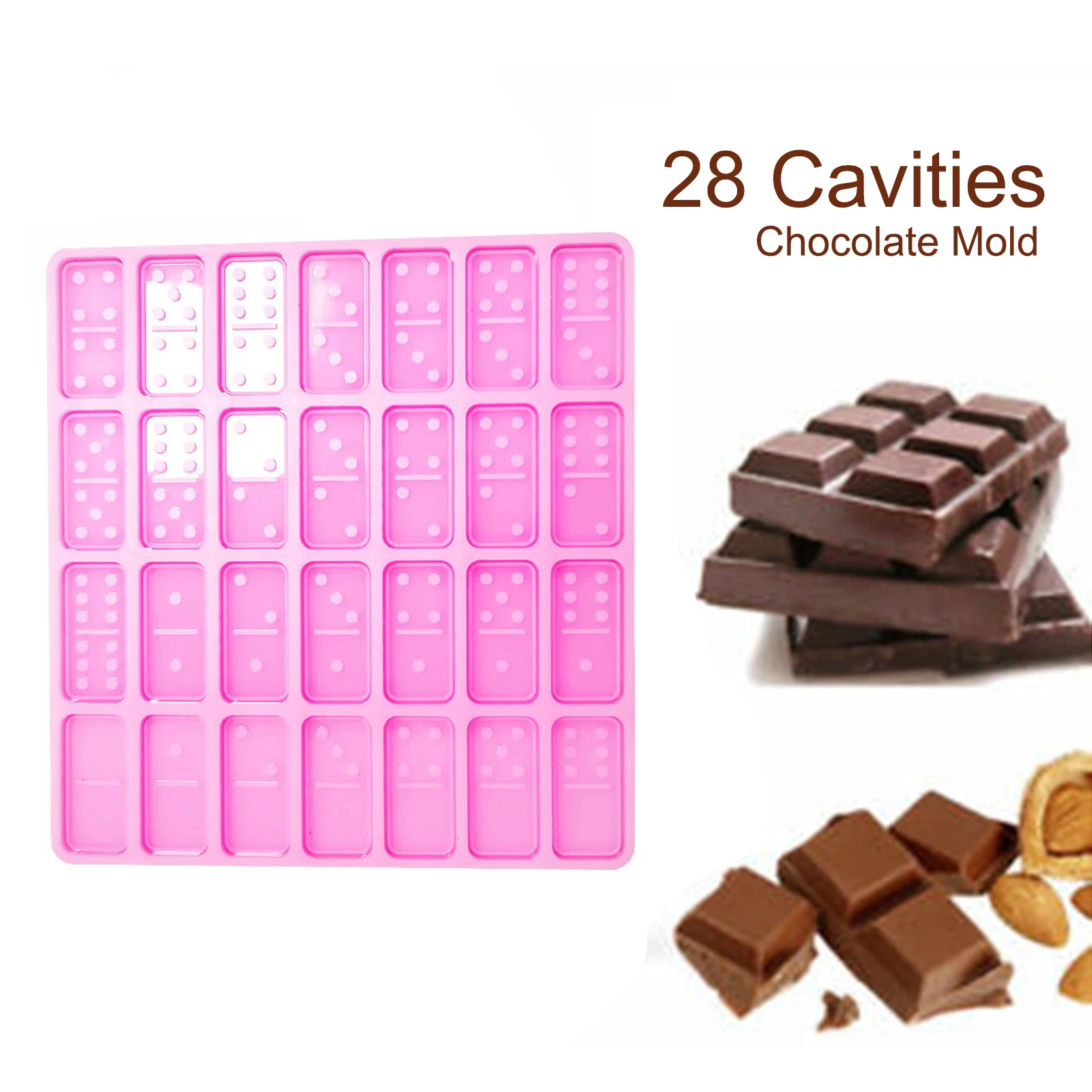 

28 Girds Dominoes Chocolate Molds 28 Cavities Silicone Solid Mold Casting Molds Mat Large Silicone Sheets Making Moulds