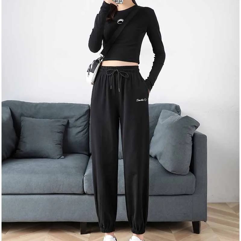 

Plus Size Baggy Harem Pants Women Hip Hop Letter Print Leisure Autumn Soft Sweatpants Women High Waist Long Harajuku Trousers