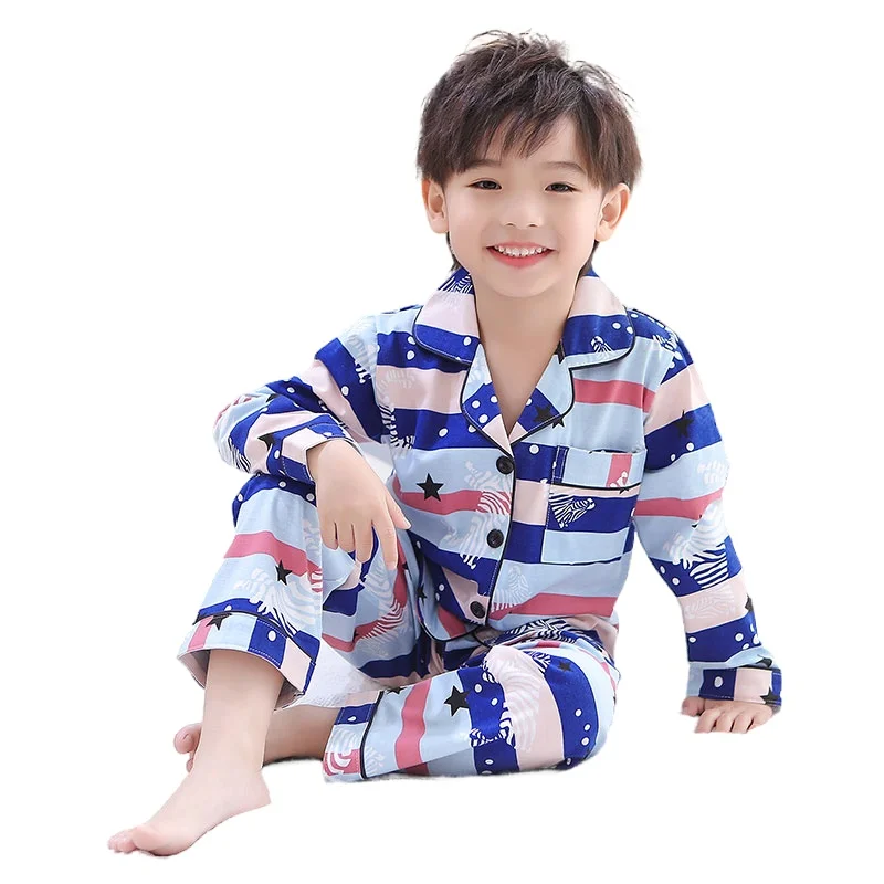 

New Cardigan Sleepwear Set 2021 Spring Boys Clothes Suit Autumn Long Sleeve Children Pajamas Set Girls Nightwear Tracksuit