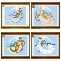 ll four seasons fairy colorful line draw fabric cross stitch cloth with beaded metal thread cross stitch kit cross stitch