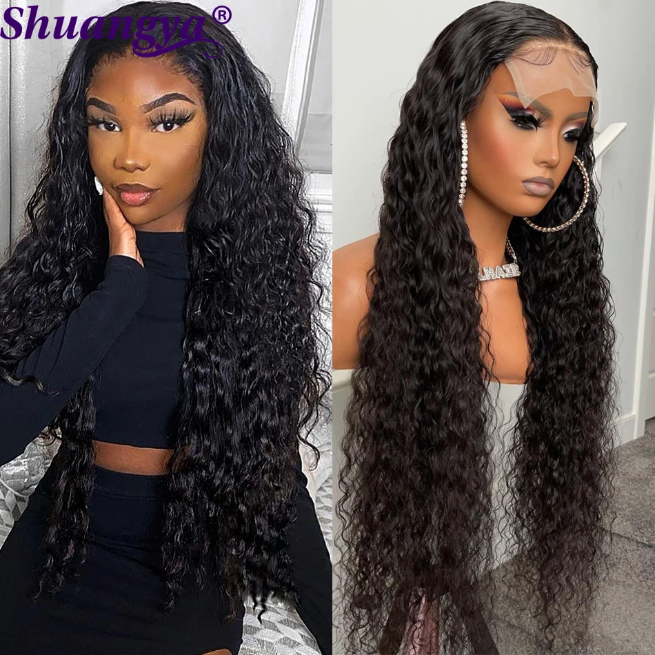 Transparent Lace Front Wig Water Wave Malaysian Remy Human Hair Lace Wigs Pre Plucked for Women Shuangya Hair Lace Closure Wig