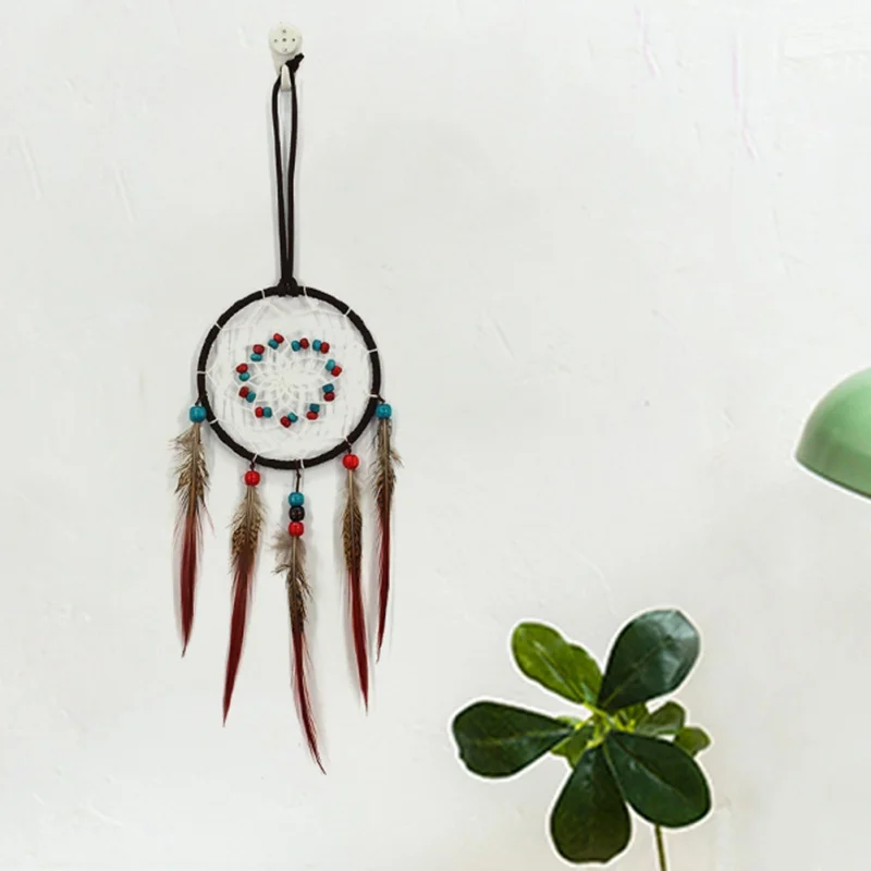 Подвесной белый кружевной цветок Ловец снов колокольчики Индиана перо подвеска