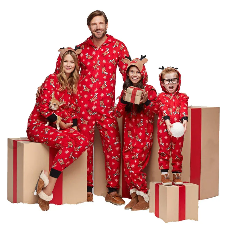 Christmas Family Matching Kids Blanket Sleepers Children Pajamas Cartoon Onesies For Boys Girls Jumpsuits Deer Kigurumi 2021 NEW images - 6