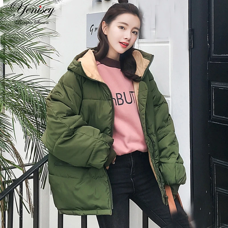 

Oversize Real New Full Zipper Solid Fashion Cotton Cotton-padded More Big Yards Hooded Warm Winter Jacket Women Femme Veste