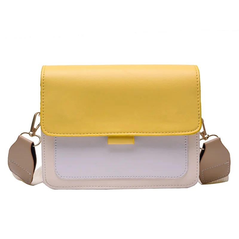 

New Fashion Contrast Color PU Leather Messenger Bag Ladies Small Square Bag Handbag Outdoor Travel Simple Shoulder Bag