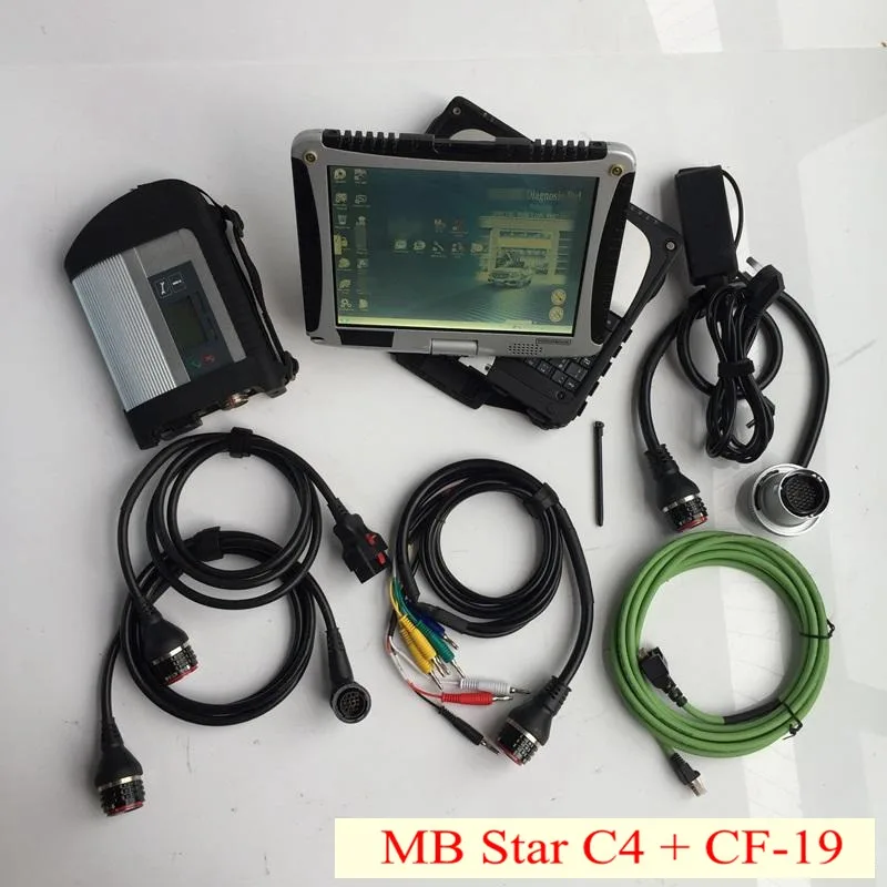 

MB Star диагностический сканер C4 с б/у диагностический ноутбук CF-19 4G Военная Toughbook & 360 ГБ SSD специально для авто звезда диагностики