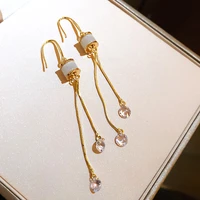 vintage exquisite opal fringed crystal drop earrings for women girl high quality aaa zircon temperament jewelry party fine gift