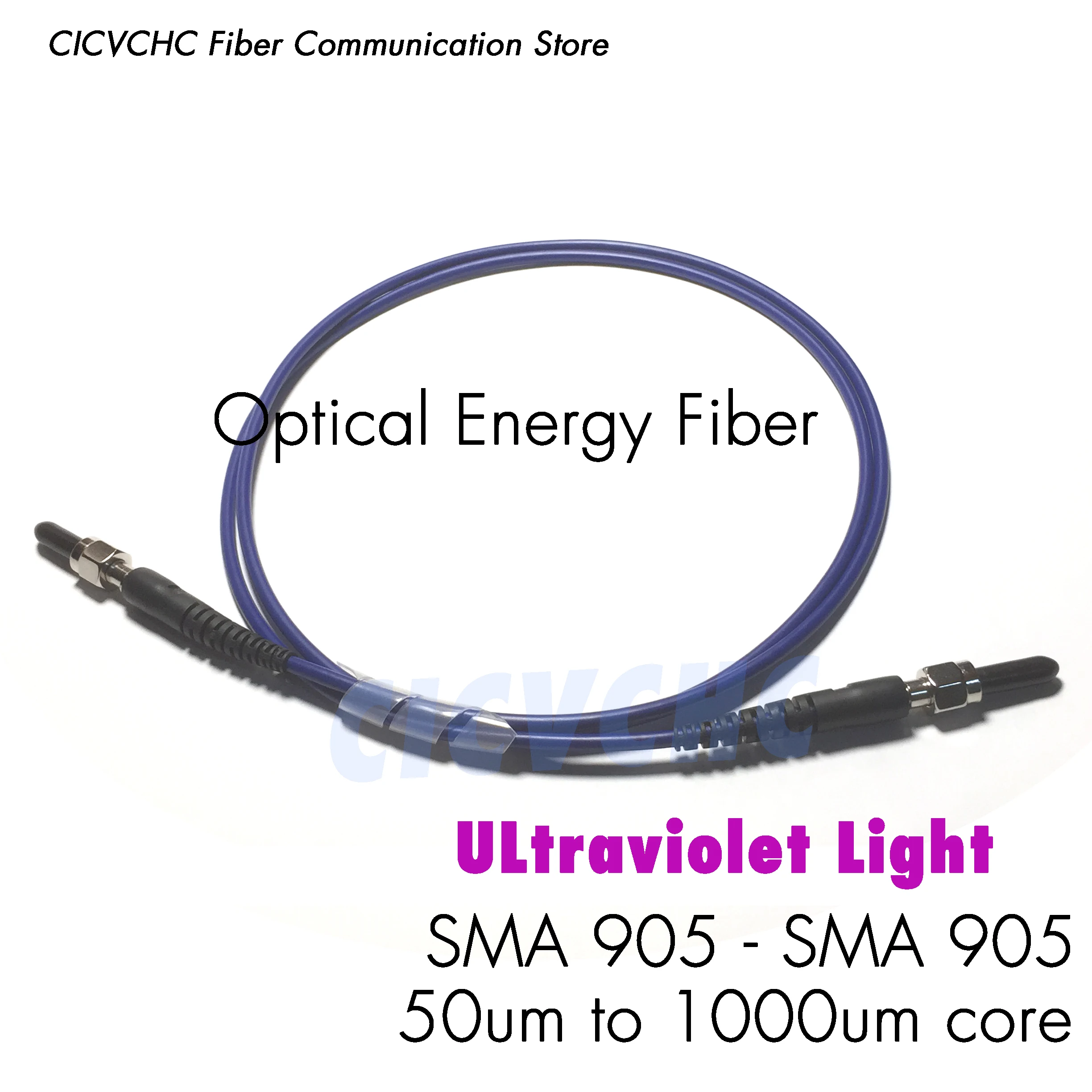 SMA905-SMA905 energy fiber optic patch cord jumper with 50um to 1000um core for Ultraviolet Light