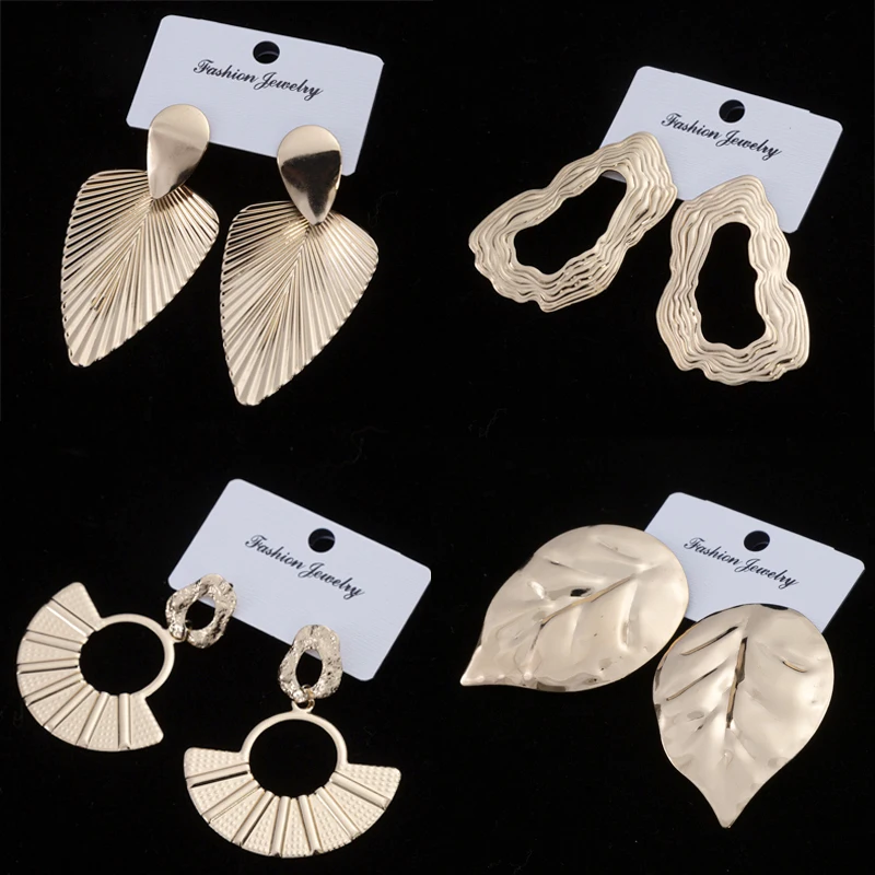 

Creative Fashion Punk Metal Geometric Earrings For Women Simple Ethnic Golden High Quality Big Leaf Drop Earrings Trendy Jewelry