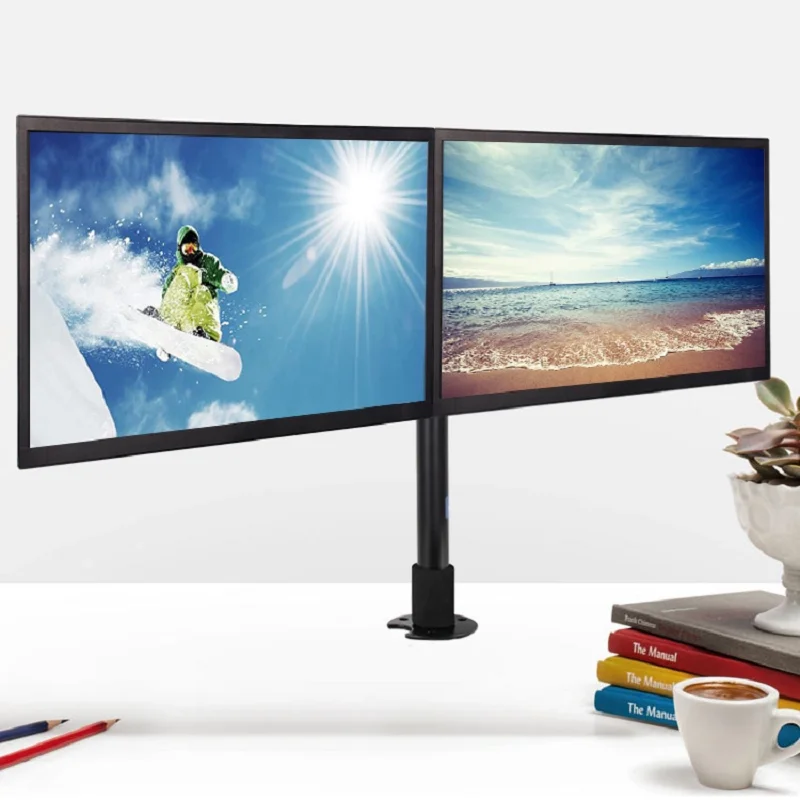 HILLPORT Fully Adjustable Dual Arm LCD LED Monitor Desk Mount Stand Bracket for 13"-32" Screens with 45 degree Tilt XCD5011 |