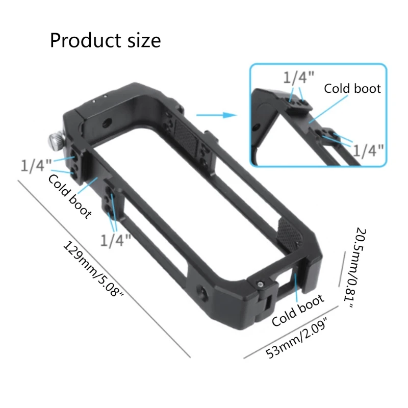 

Aluminum Utility Frame with Cold Shoe & 1/4 Screw Hole for Insta 360 One X2 H3CA