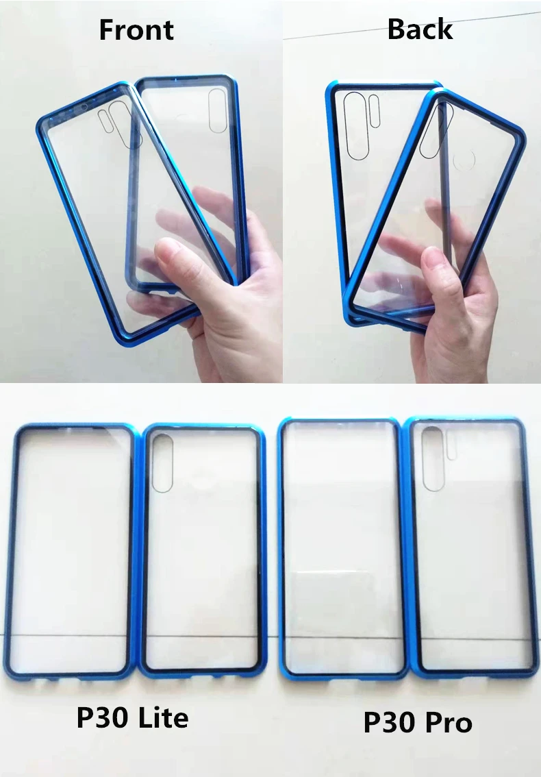 Для huawei P30 lite чехол 360 Магнитная Адсорбция передняя+ задняя Двусторонняя 9H чехол из закаленного стекла для huawei P30 Pro