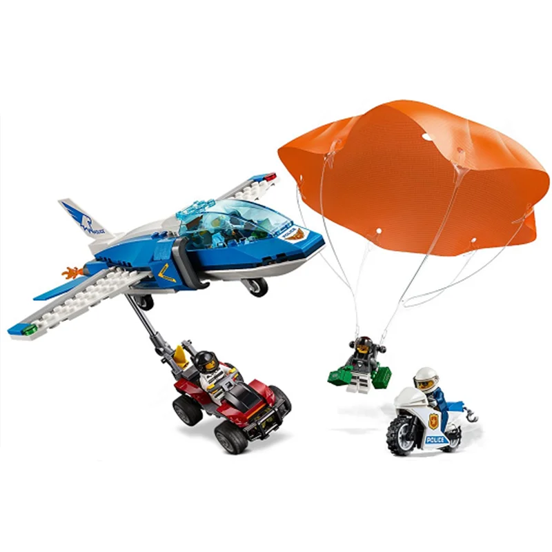 242 Uds 11208 serie policial de Ciudad de la polic&iacute;a a&eacute;rea paraca&iacute;das de caza 60208 Ni&ntilde;o de juguete de felpa-2