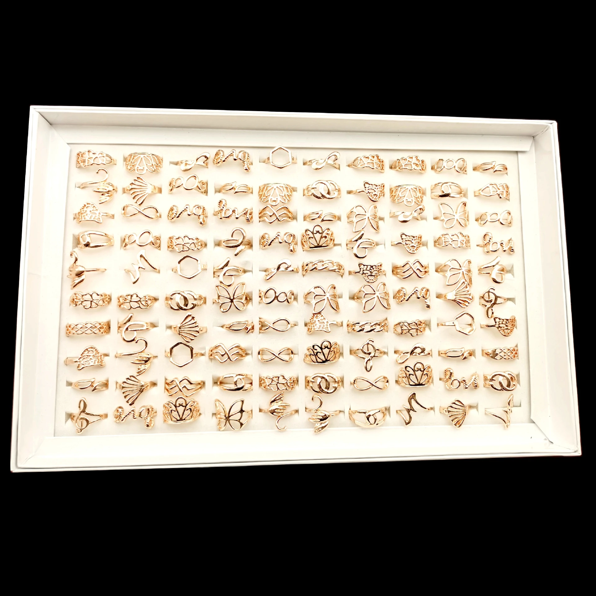 MixMax 10 шт./упак. женские кольца роза золотое покрытие ювелирные изделия вечерние