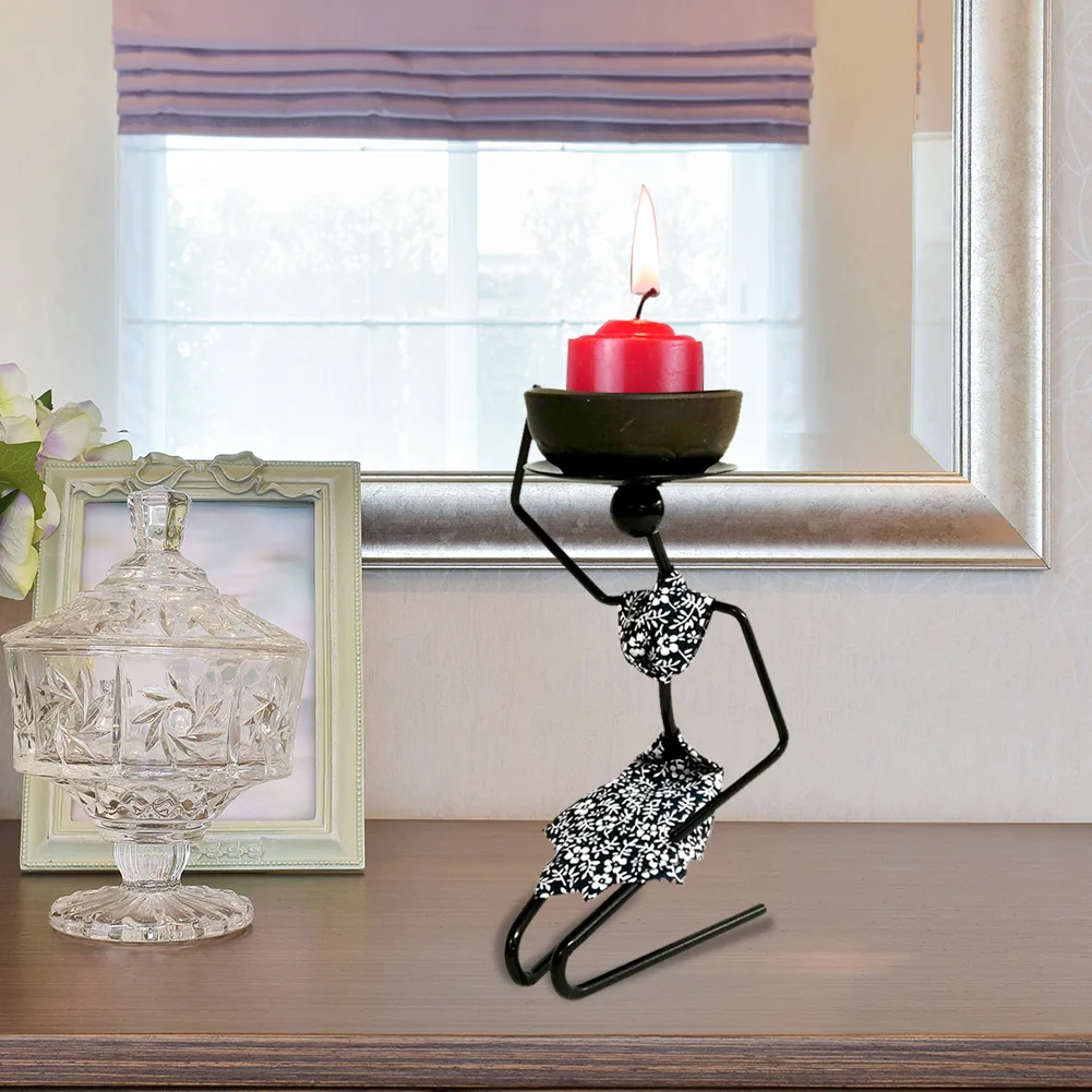 

Exquisite Metal Kneeling Girl Candlestick Romantic Dinner Abstract Character Candle Holder Art Gift Home Ornament
